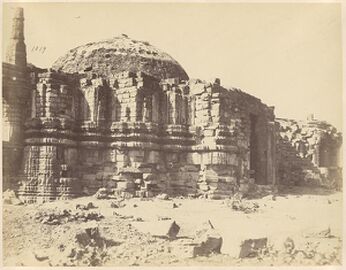 The dome and minar across the fallen masonry — Fergusson Collection